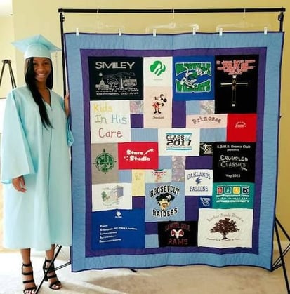 Kaylas Graduation T-shirt Quilt by Too Cool T-shirt Quilts